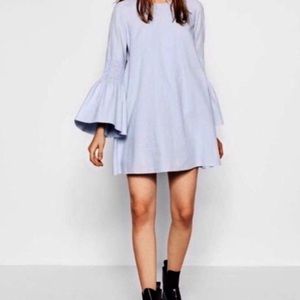 NWOT ZARA Romper Chambray Dress w Bell Sleeve